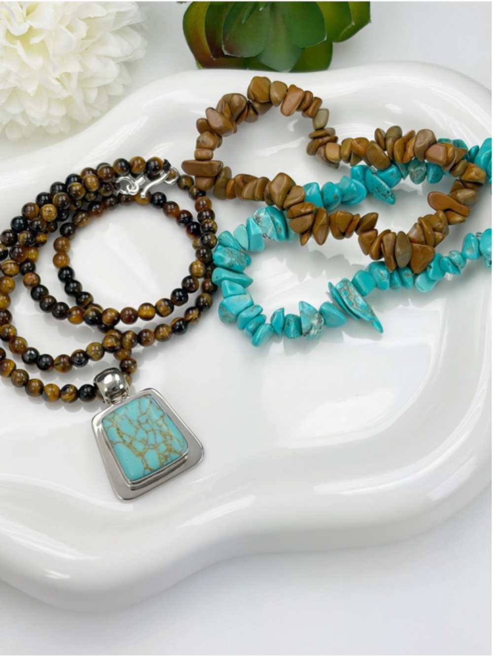 Vintage Sterling Silver 925 Turquoise Mexico Pendant Jewelry Set Lot - Picture 3 of 10